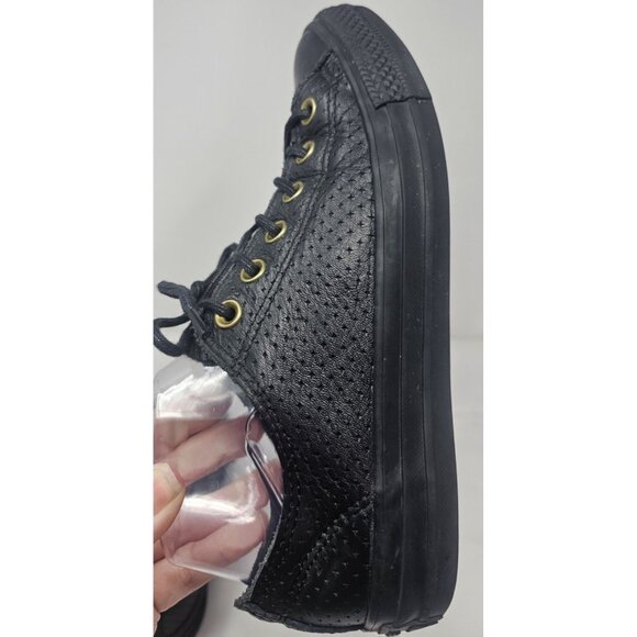 Converse Womens Black Leather Chuck Taylor All Star Low Top Sneaker Shoes Size 8 - Picture 7 of 13